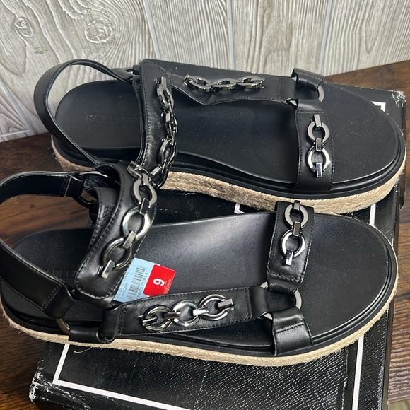 Karl Lagerfeld Palma espadrille platform sandals leather chain slingbackNWT 9 - Picture 5 of 6